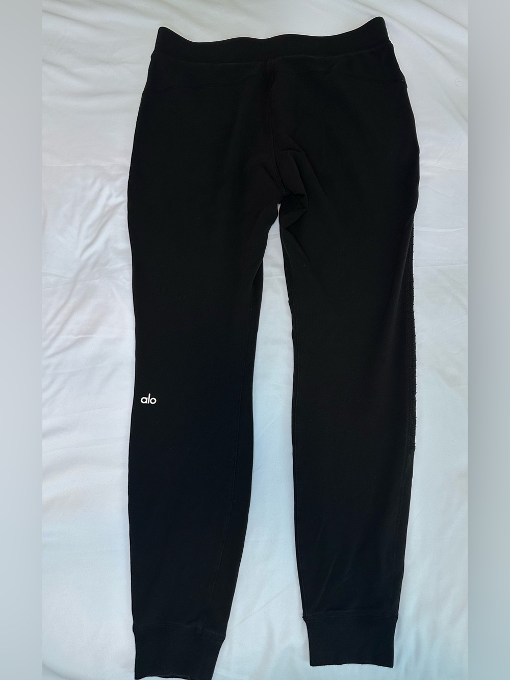 Alo Yoga Urban Moto Joggers Black Ribbed Sweatpants Size Large